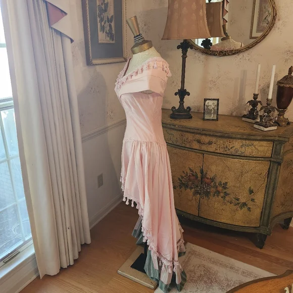 Custom Vintage Bridgeton Powder Pink Costume Party Stage Ball Party Gown M - Picture 5 of 7